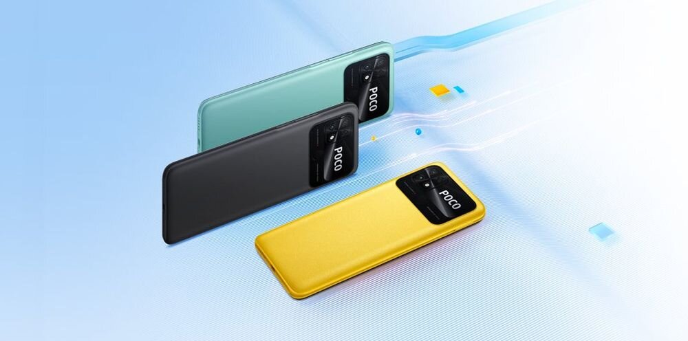 Smartfon XIAOMI Poco C40  ekran bateria aparat procesor ram pamięć pojemność rozdzielczość zdjęcia filmy opis dane cechy blokady system łączność wifi bluetooth obudowa szkło odporność porty muzyka transfer sieć przekątna matryca waga czujniki