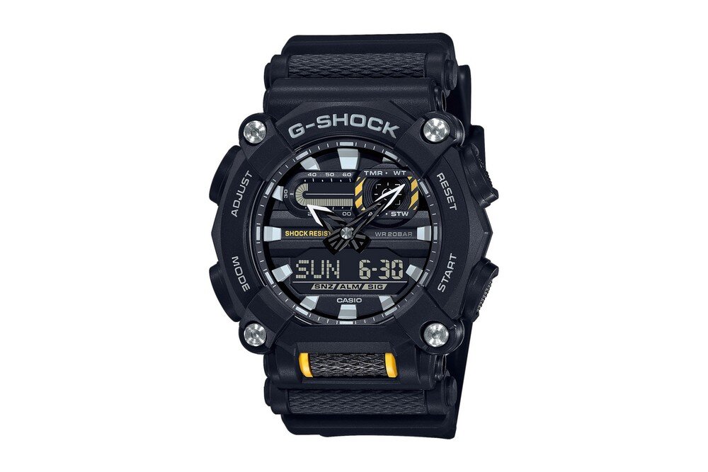 Zegarek sportowy CASIO G-SHOCK GA-900 ekran bateria czujniki zdrowie sport pasek ładowanie pojemność rozdzielczość łączność sterowanie krew puls rozmowy smartfon aplikacja