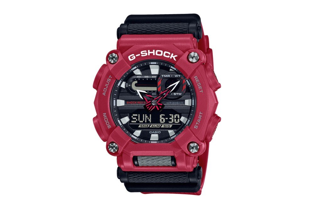 Zegarek sportowy CASIO G-SHOCK GA-900  ekran bateria czujniki zdrowie sport pasek ładowanie pojemność rozdzielczość łączność sterowanie krew puls rozmowy smartfon aplikacja 