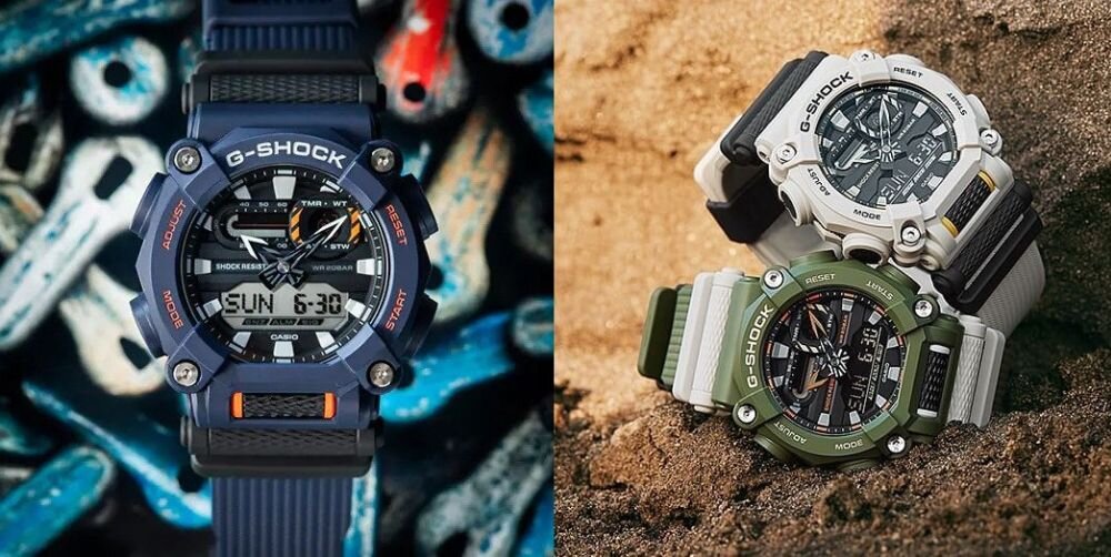 Zegarek sportowy CASIO G-SHOCK GA-900  ekran bateria czujniki zdrowie sport pasek ładowanie pojemność rozdzielczość łączność sterowanie krew puls rozmowy smartfon aplikacja 