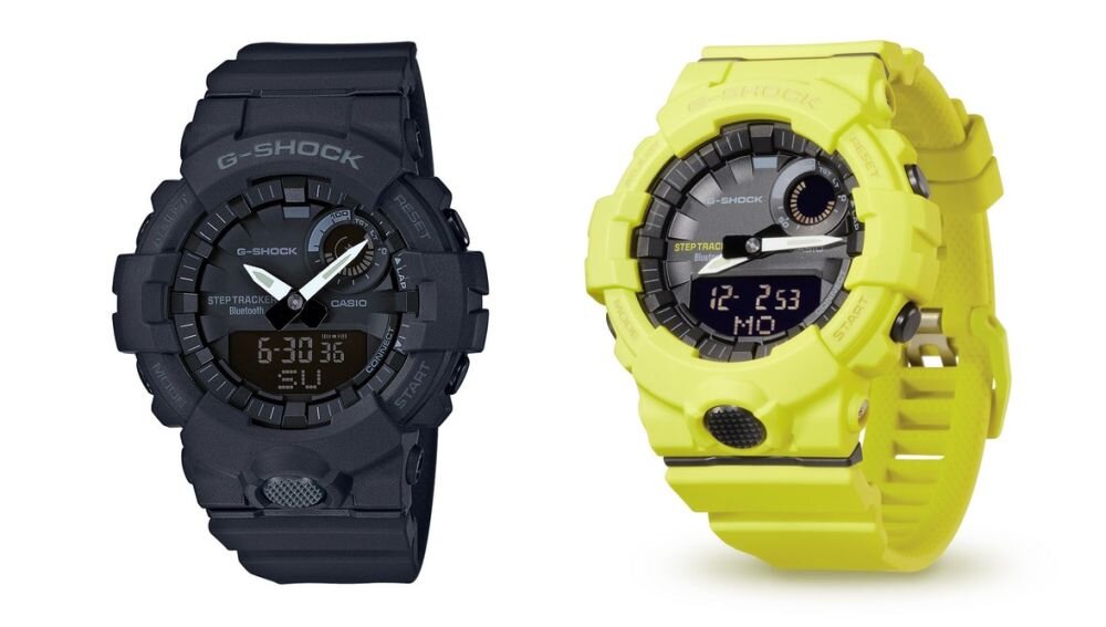 Zegarek sportowy CASIO G-SHOCK GBA-800 ekran bateria czujniki zdrowie sport pasek ładowanie pojemność rozdzielczość łączność sterowanie krew puls rozmowy smartfon aplikacja