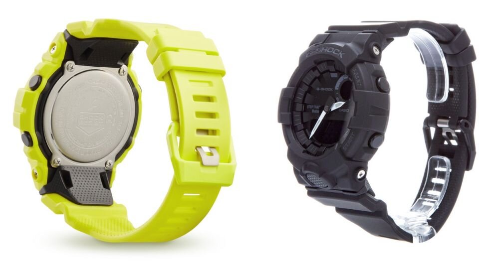 Zegarek sportowy CASIO G-SHOCK GBA-800 ekran bateria czujniki zdrowie sport pasek ładowanie pojemność rozdzielczość łączność sterowanie krew puls rozmowy smartfon aplikacja