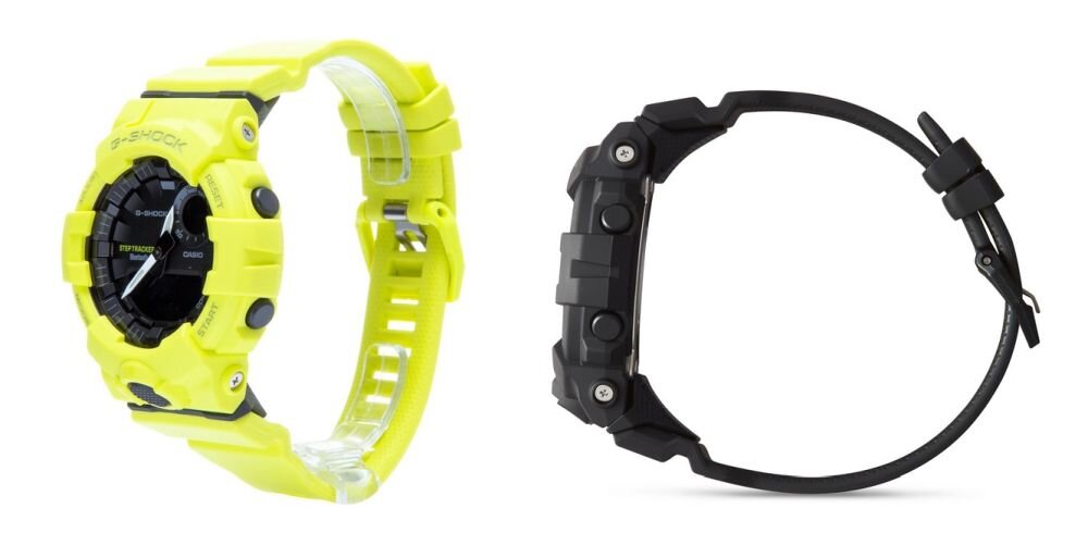 Zegarek sportowy CASIO G-SHOCK GBA-800 ekran bateria czujniki zdrowie sport pasek ładowanie pojemność rozdzielczość łączność sterowanie krew puls rozmowy smartfon aplikacja