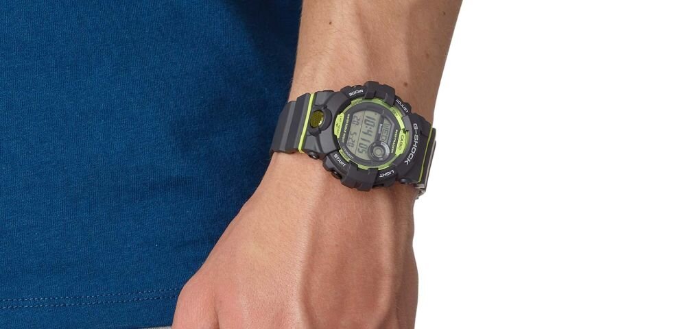 Zegarek sportowy CASIO G-Shock G-Squad GBD-800  ekran bateria czujniki zdrowie sport pasek ładowanie pojemność rozdzielczość łączność sterowanie krew puls rozmowy smartfon aplikacja 