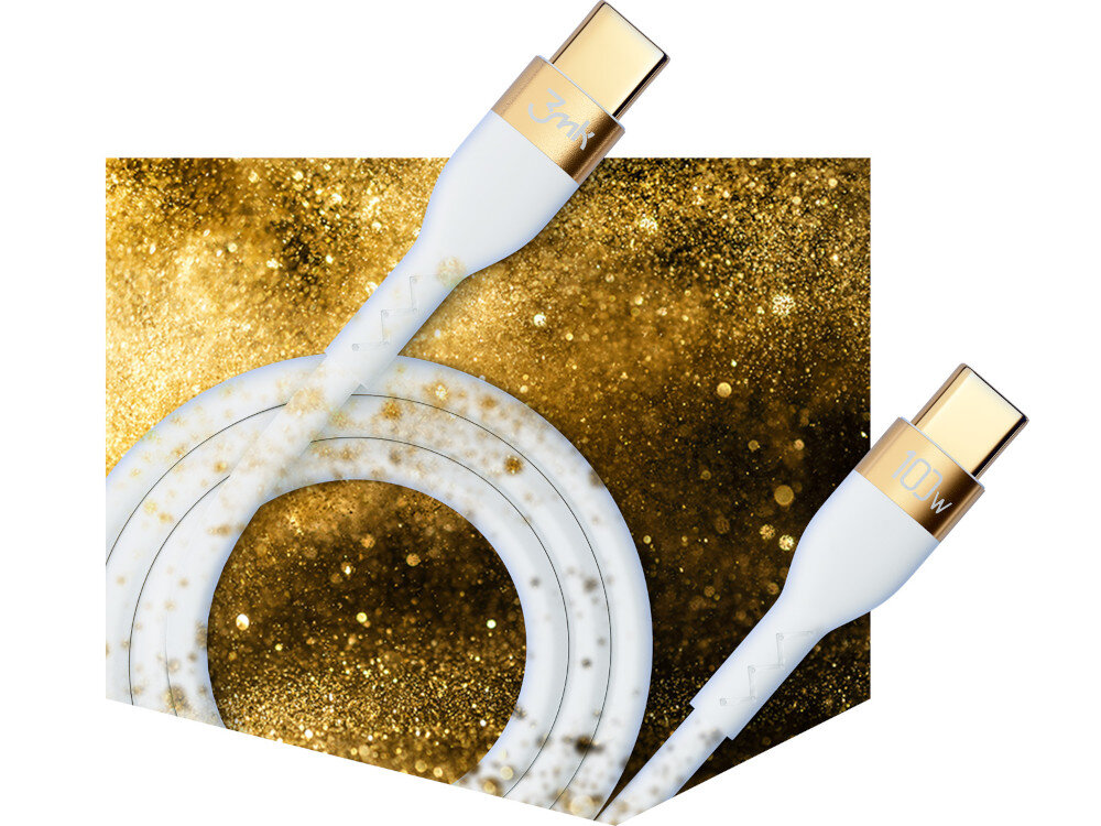Kabel USB Typ C - USB Typ C 3MK Hyper Silicone Cable 100W 2 m bialy moc dlugosc