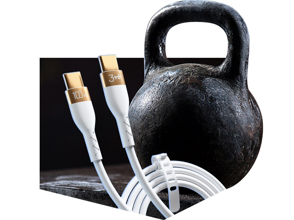 Kabel USB Typ C - USB Typ C 3MK Hyper Silicone Cable 100W 2 m bialy silikon wytrzymalosc przewodnictwo