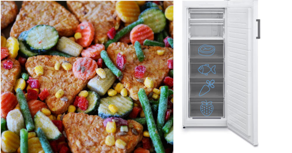 CANDY CVIOUS514FWHE szuflady konstrukcja porządek ryby mięso owoce warzywa