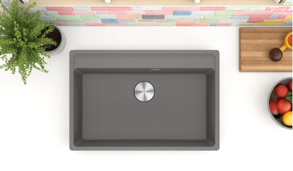 Zlewozmywak FRANKE Maris MRG 610-72 114.0661.770 Kamienny szary wygląd design tło prezentacja wizualizacja