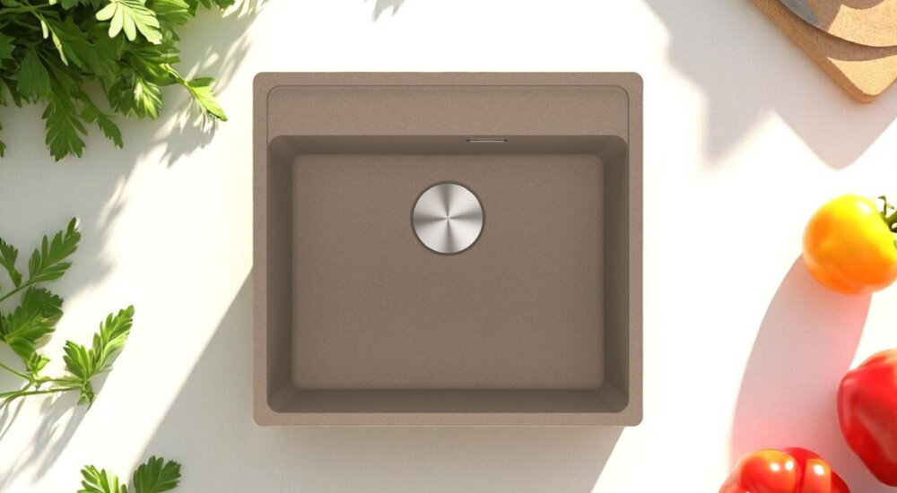 Zlewozmywak FRANKE Maris MRG 610-52 114.0661.766 Cappuccino wygląd design tło prezentacja wizualizacja