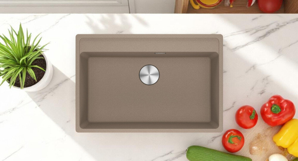 Zlewozmywak FRANKE Maris MRG 610-72 114.0661.773 Cappuccino wygląd design tło prezentacja wizualizacja