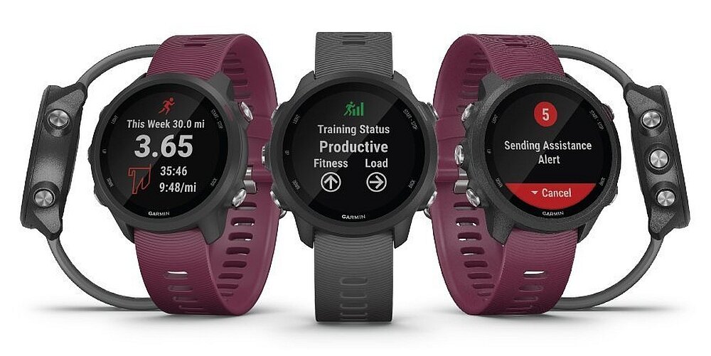 Zegarek sportowy GARMIN Forerunner 245 ekran bateria pasek sport monitoring puls spo2 trening ćwiczenia gps smartfon łączność czujniki pomiary