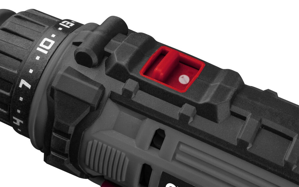 Wiertarko-wkrętarka GRAPHITE 58G793 dwa biegi pierwszy praca w zakresie od 0 do 400 obr/min drugi od 0 do 1600 obr/min wkręcanie na miękkiej powierzchni do 48 Nm