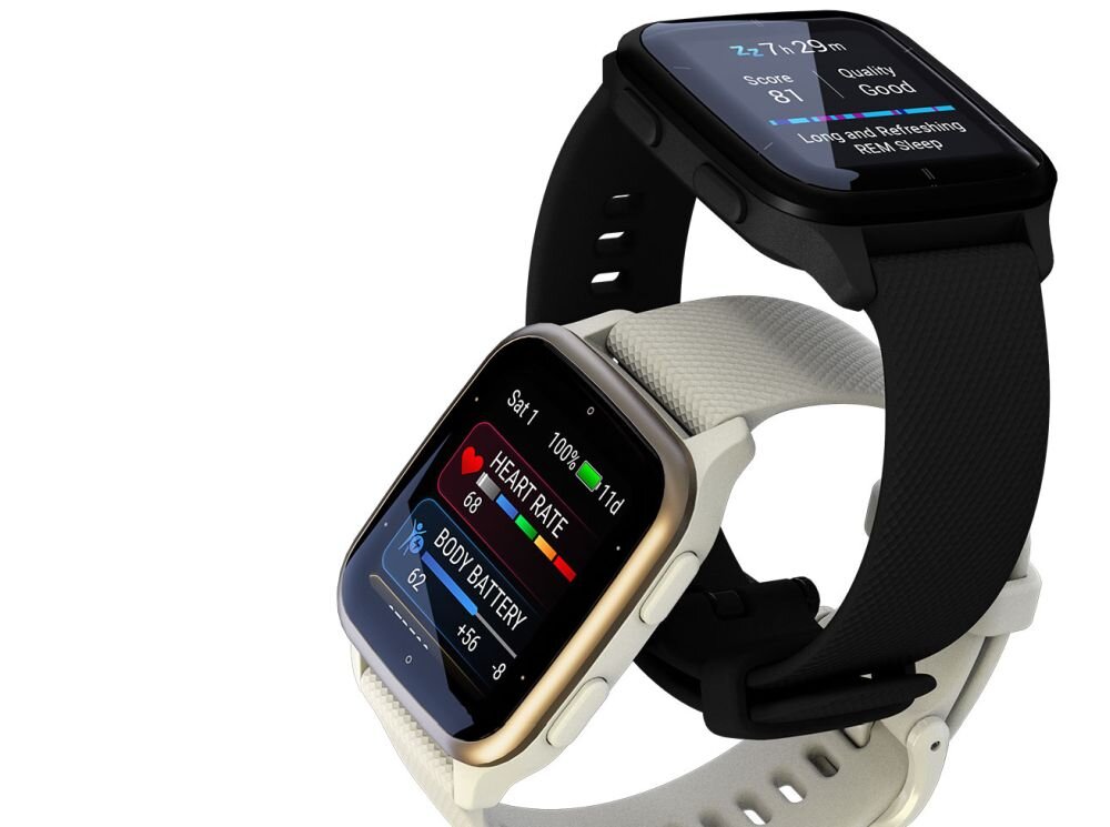 Smartwatch GARMIN Venu SQ 2 ekran bateria czujniki zdrowie sport pasek ładowanie pojemność rozdzielczość łączność sterowanie krew puls rozmowy smartfon aplikacja