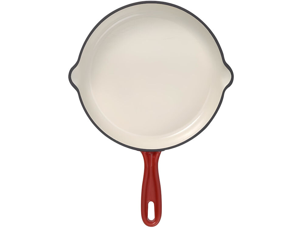 Patelnia MG HOME Infinito 25 cm patelnia jasny środek czerwona na zewnątrz rączka białe tło przestrzeganie zasad pielęgnacji po użyciu poczekać aż stygnie oczyszczenie z resztek jedzenia uporczywe zabrudzenia namoczenie w ciepłej wodzie z detergentem przez 15-20 minut nie wolno stosować środków żrących ani szorstkich gąbek dokładne osuszenie przechowywanie w suchym miejscu przedłużenie trwałości