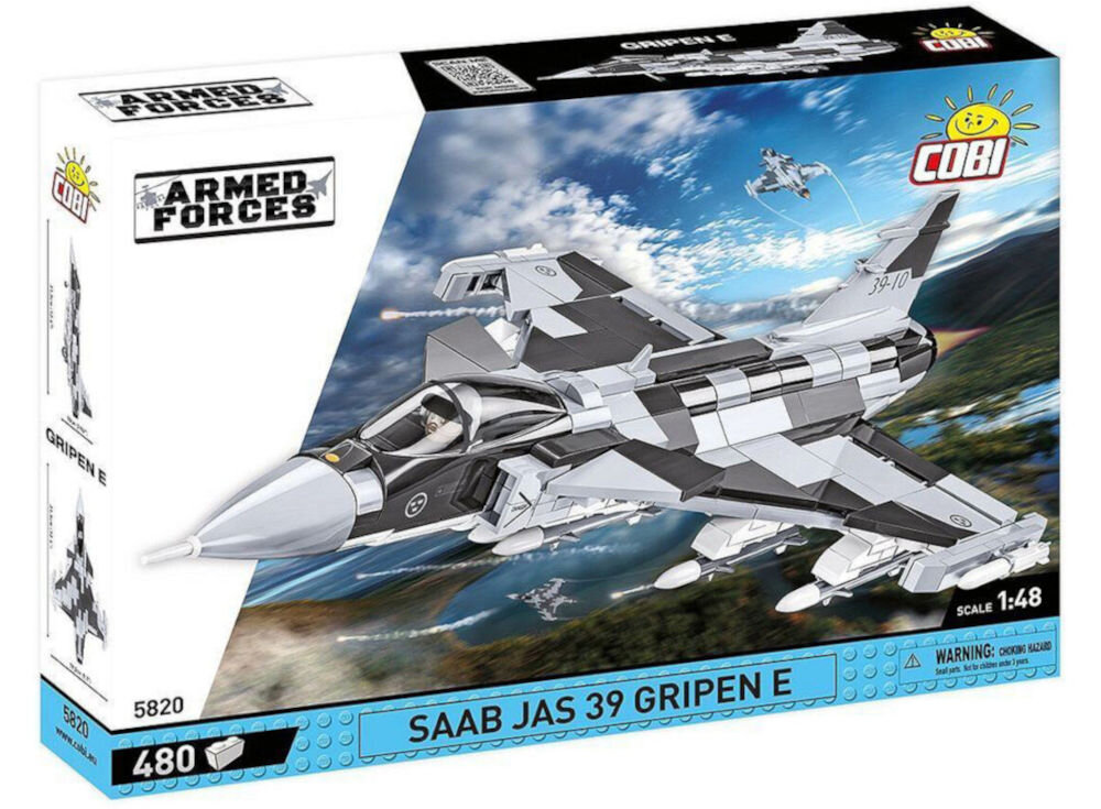 Klocki plastikowe COBI Armed Forces Saab Jas 39 Gripen E COBI-5820 intuicyjna instrukcja dla miłośników lotnictwa militariów klockowych pasjonatów