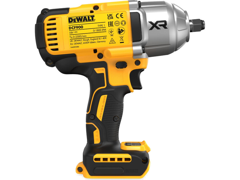 Klucz udarowy DEWALT DCF900NT akumulator Li-Ion napiecie 18 V bezszczotkowy silnik maksymalna predkosc obrotowa do 2300 obr/min maksymalny moment obrotowy do 1355 Nm moment zrywajacy do 1898 Nm