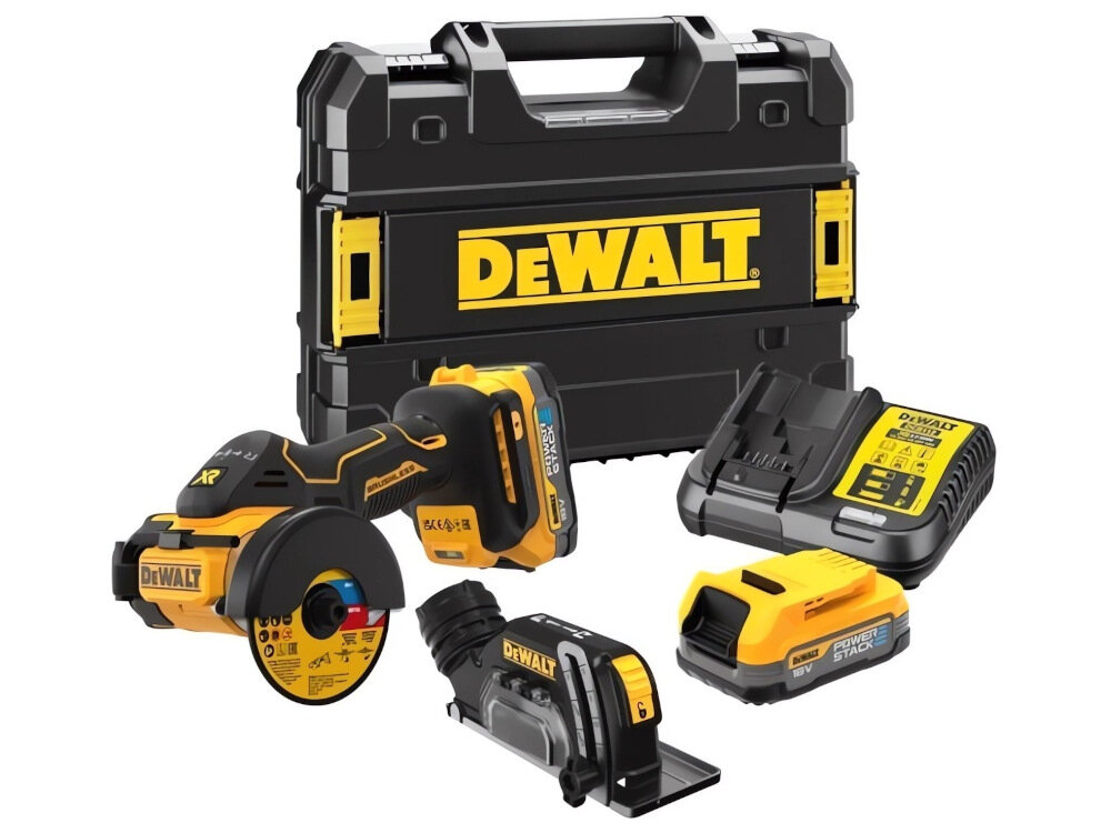 Pilarka tarczowa DEWALT DCS438E2T-QW zestaw dwa akumulatory ladowarka oslona walizka 3 tarcze tnace dokumentacja