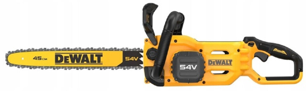Piła akumulatorowa DEWALT DCMCS574X1 funkcjonalna do pracy z drewnem opałowym deskami gałęziami drzew potężny silnik automatyczne smarowanie łańcucha hamulec bezpieczeństwa