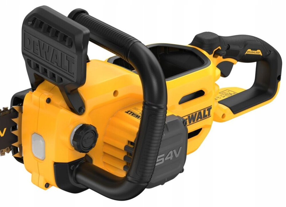 Piła akumulatorowa DEWALT DCMCS574X1 solidny podwójny uchwyt kompaktowa ergonomiczna konstrukcja rękojeść pokryta miękkim antypoślizgowym materiałem