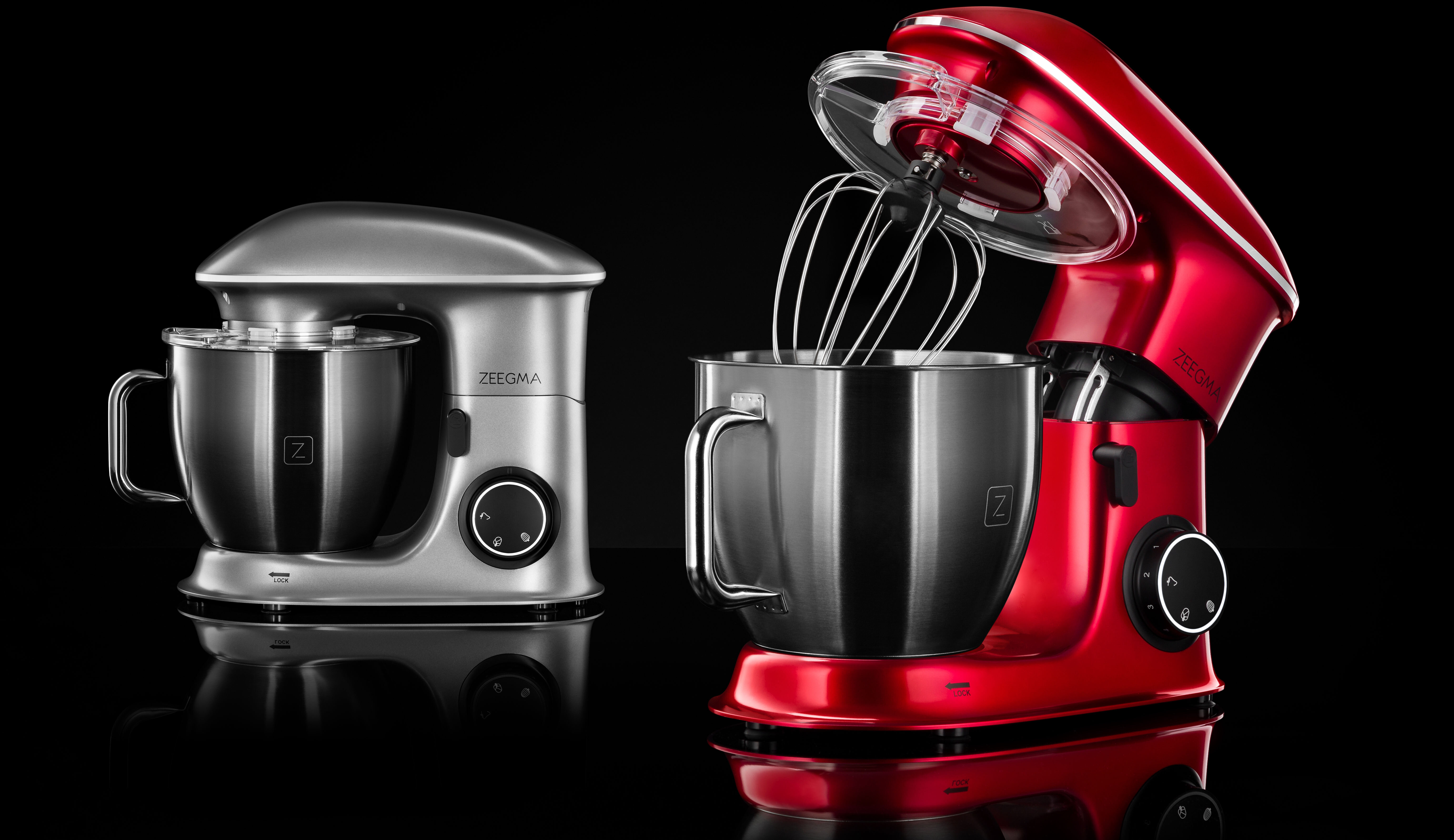 Robot kuchenny planetarny ZEEGMA Planeet Chef Czerwony (2200W) estetyka funkcjonalność specjalnie opracowany kształt zaokrąglone krawędzie elegancki wygląd uniwersalna kolorystyka w różnorodne aranżacje wnetrz dodanie stylu 