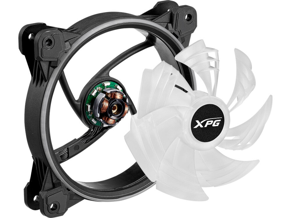 Wentylator XPG Hurricane 120 ARGB PWM układ łopatki konstrukcja wydajność