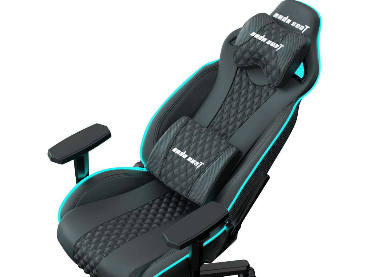 Fotel PLAION Anda Seat Throne Series Premium RGB Lighting Czarny praktyczna poduszka ledzwiowa