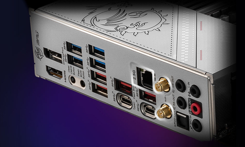 Płyta główna MSI MPG Z790 Edge WiFi DDR4 złącza porty interfejsy