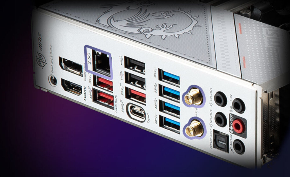 Płyta główna MSI MPG B650 Edge Wi-Fi złącza porty łączność