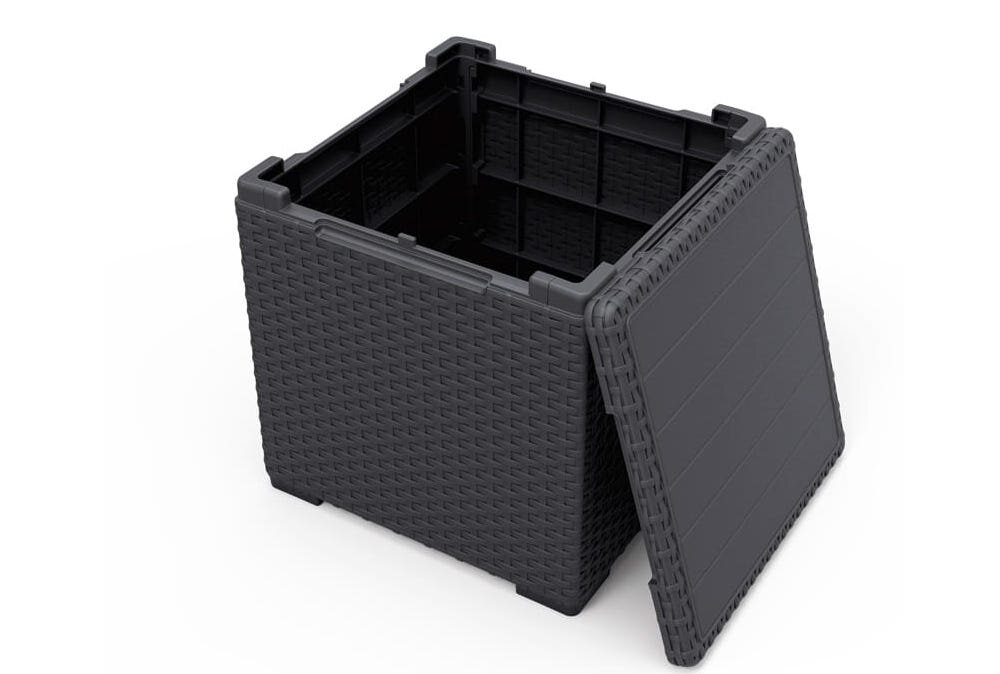 Stolik ogrodowy KETER Vigo Storage Box 17211873 Grafitowy z najwyższej jakości tworzyw sztucznych imituje naturalny splot rattanowy technorattan system CLICK AND GO montaż na zatrzaski