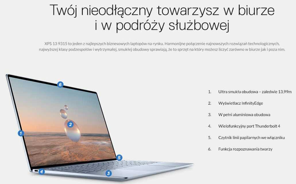Laptop DELL XPS 9315 - Laptop Biznesowy