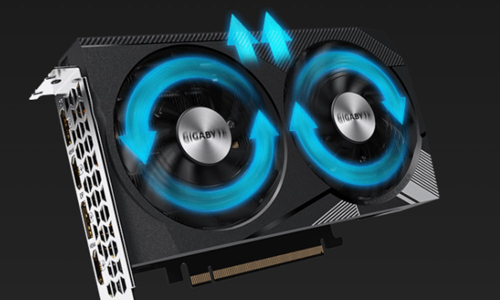 Karta graficzna GIGABYTE GeForce RTX 3060 Windforce OC LHR 12GB wydajne chlodzenie
