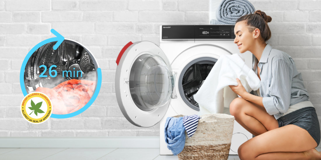 Pralka SHARP ES-NFH814CWA-PL 8 kg 1400 obr A Allergy SMART funkcja pary