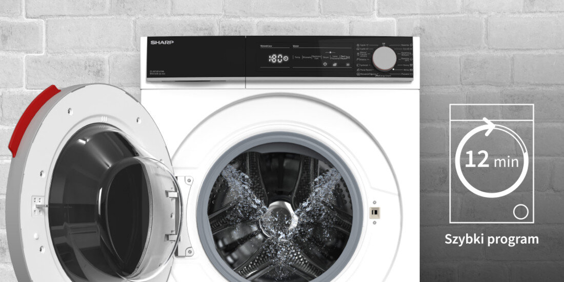 Pralka SHARP ES-NFH814CWA-PL 8 kg 1400 obr A DoubleJet system pomp recyrkulacyjnych