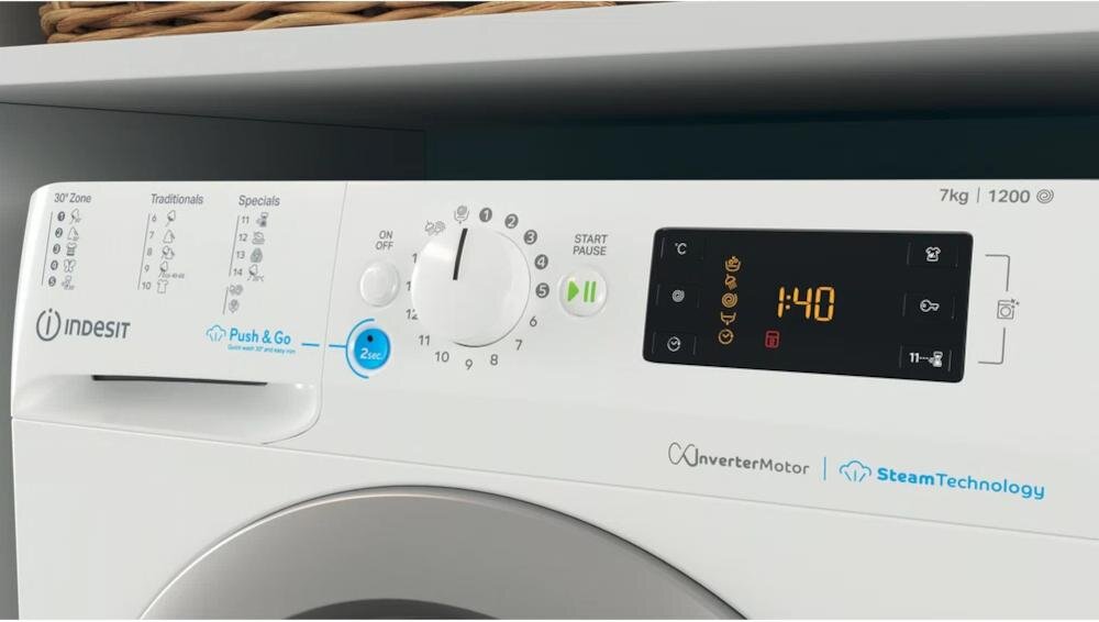 INDESIT BWSE 71295X WSV EU pralka wskaźniki led łatwa intuicyjna obsługa kontrola parametry
