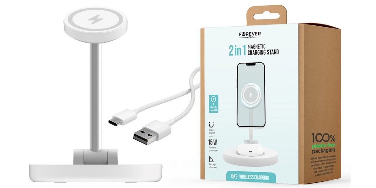 Ładowarka indukcyjna FOREVER Core MagSecure MSF-210 15W+5W Biały Zawartość opakowania
