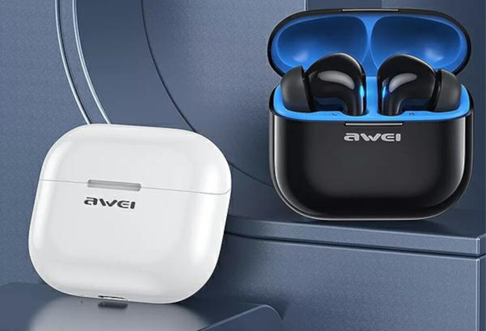 Słuchawki douszne AWEI T1 Pro Czarny design komfort lekkość dźwięk jakość wrażenia słuchowe ergonomia lekkość sport aktywność podróże czas pracy działanie akumulator