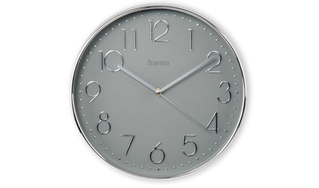 Zegar HAMA Elegante Srebrno-szary czytelny wyswietlacz tarcza srednica 30cm wygoda komfort uzytkowanie