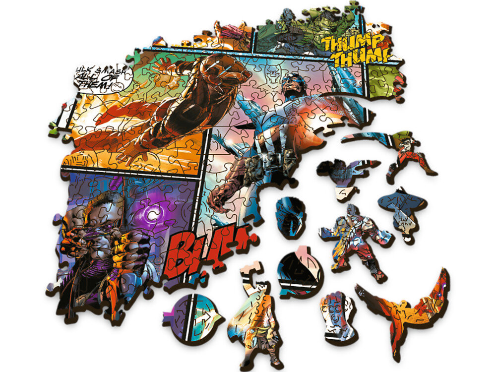 Puzzle TREFL Wood Craft Komiksowe Uniwersum Marvela 20165 (1000 elementow) nieregularne figurki elementy