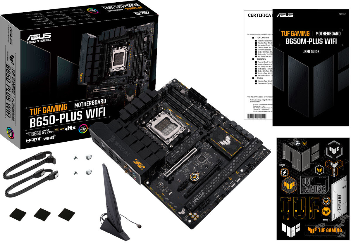 Płyta główna ASUS TUF Gaming B650-Plus WiFi opakowanie zawartość akcesoria
