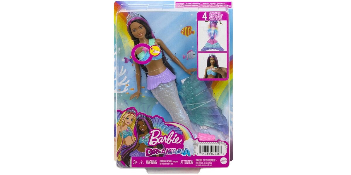 Lalka Barbie Dreamtopia Syrenka Migoczące światełka HDJ37 Świecąca prezent dziewczynka woda ogon towarzyszka przygody