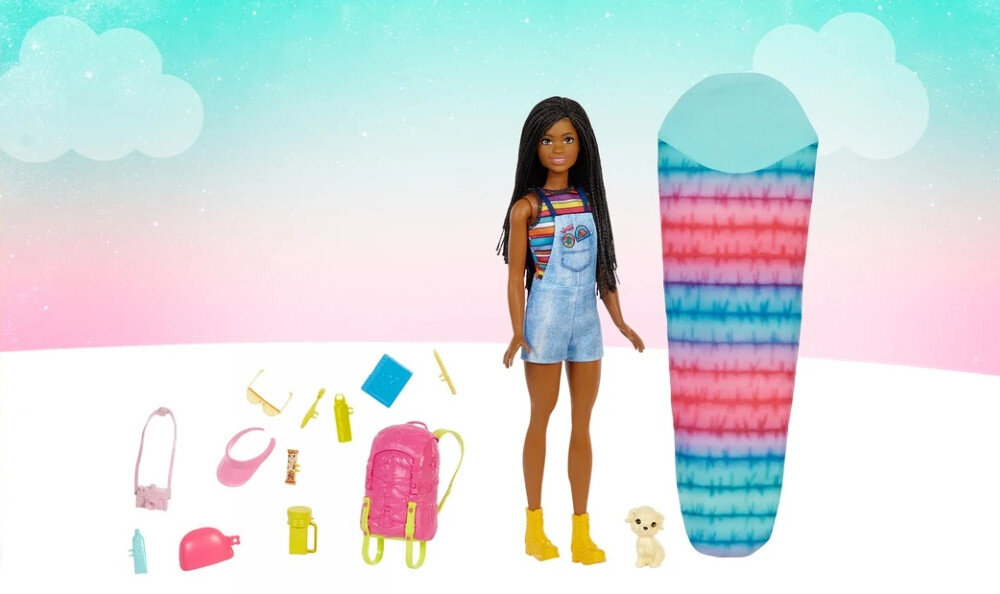 Lalka Barbie Kemping Malibu Brooklyn HDF74 akcesoria biwakowe strój dla barbie