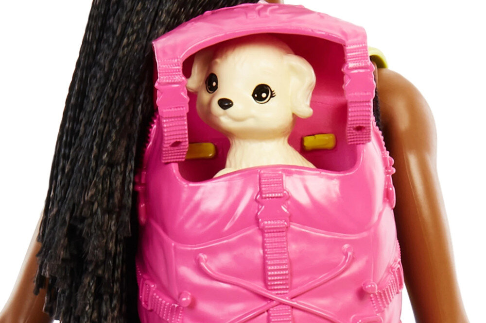 Lalka Barbie Kemping Malibu Brooklyn HDF74 akcesoria plecak śpiwór latarka piesek