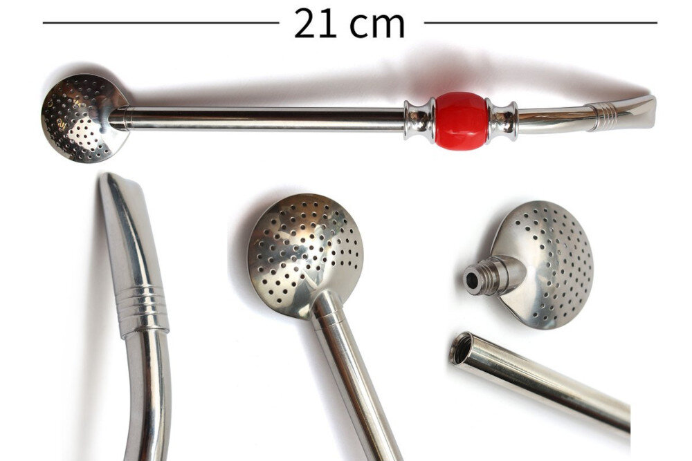 Bombilla GAUCHO CEBAR Bola Red C014-BLK wyglad kamien dlugosc stal zdobienia