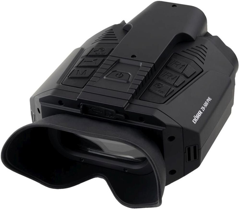 Lornetka noktowizyjna DORR Z Dalmierzem ZB-500 PVE optyka waga konstrukcja ogniskowa zoom przybliżenie dioptria muszle oczne obiektywy soczewki pryzmat powłoka gwint okulary obserwacja przyroda sport powiększenie