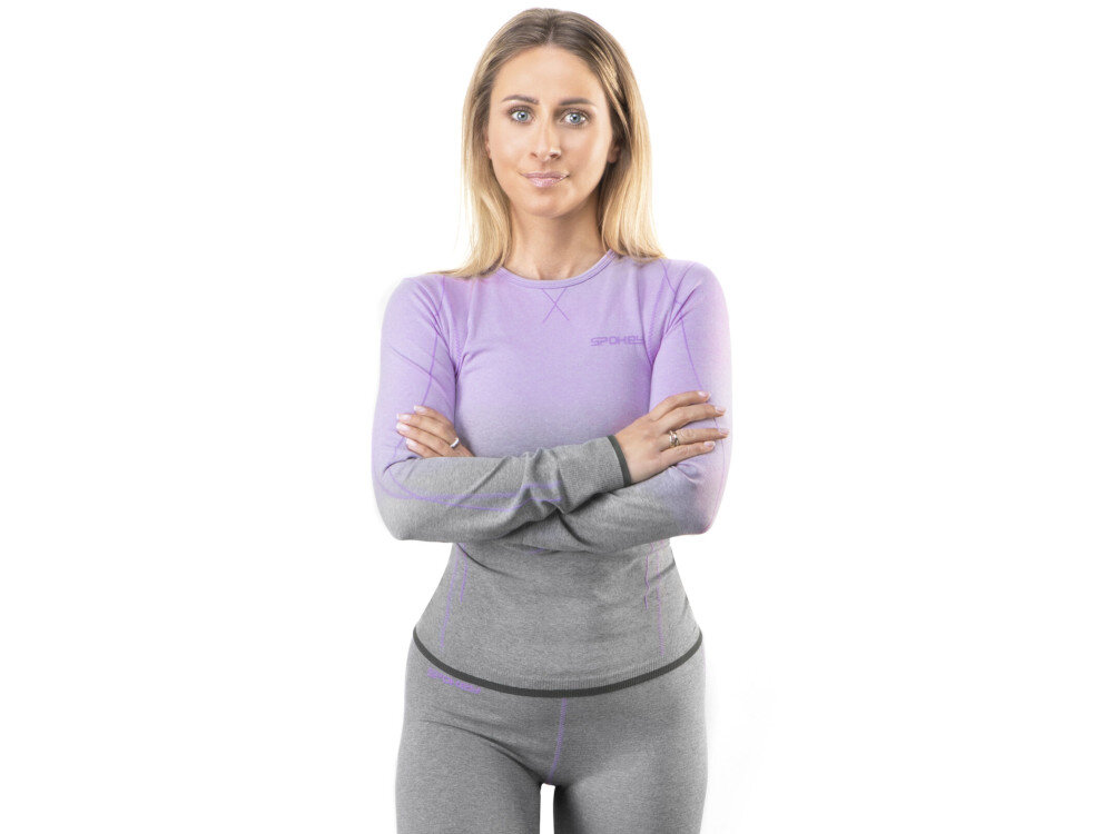 Bielizna termoaktywna SPOKEY Flora Set (rozmiar L-XL) Fioletowo-szary komfort noszenia kombinacja włókien syntetycznych oddychająca bielizna odpowiednia wentylacja