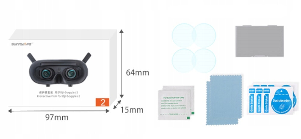 Osłona SUNNYLIFE do DJI Goggles 2 AT-BHM476-2 (4 szt.) zabezpieczenie ochrona warunki szczeliny luzy montaż trudne warunki