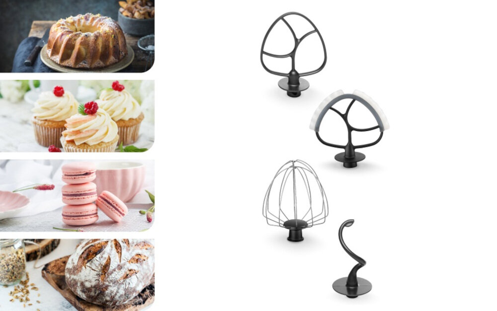 Robot kuchenny planetarny CONCEPT RM7510 Element Digi (1200W) z blenderem kielichowym i maszynka do miesa ubija ugniata miksuje cztery rodzje metalowych trzepaczek Trzepaczka Flexi misa 5 l