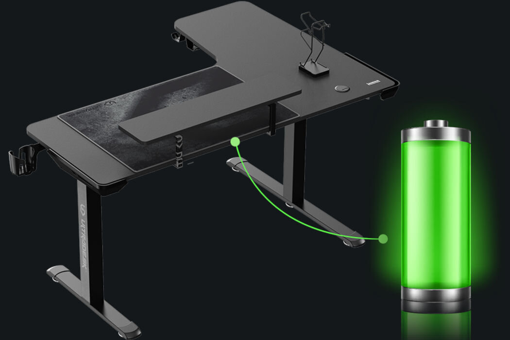 Biurko ULTRADESK Winger Czarny eko elektryczność energooszczędność