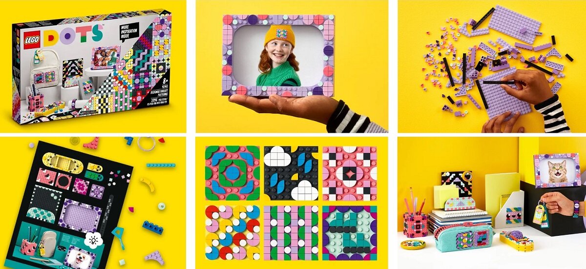 LEGO Dots Zestaw narzędzi projektanta – wzorki 41961 Praktyczny i przenośny zestaw