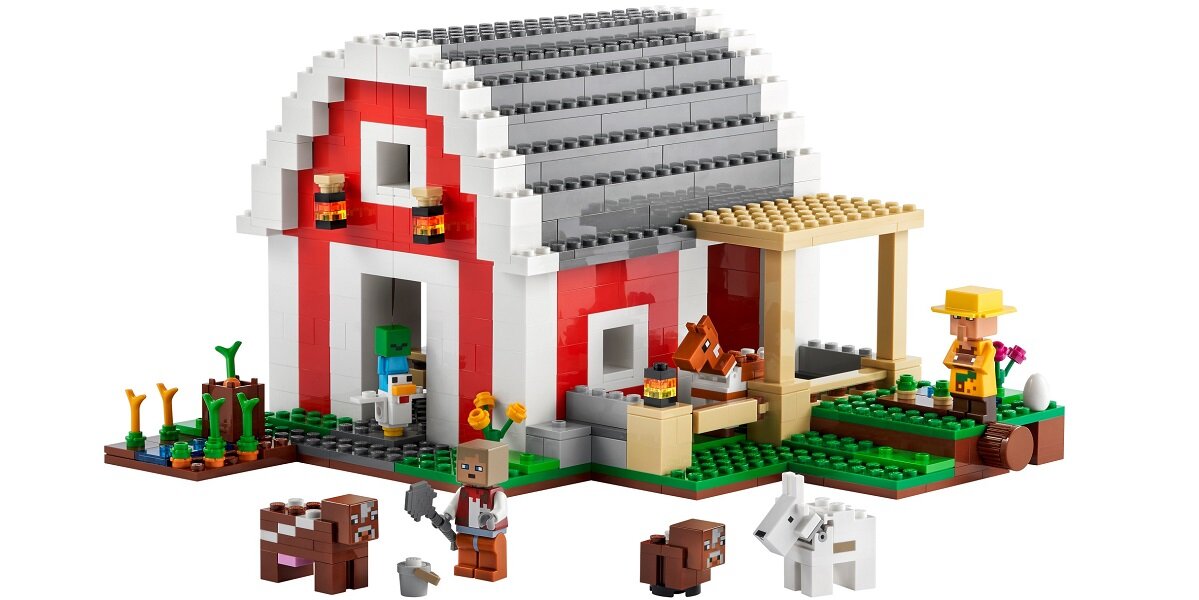 LEGO Minecraft Czerwona stodoła 21187 Kultowa czerwona stodoła z Minecrafta Więcej zabawy w środku